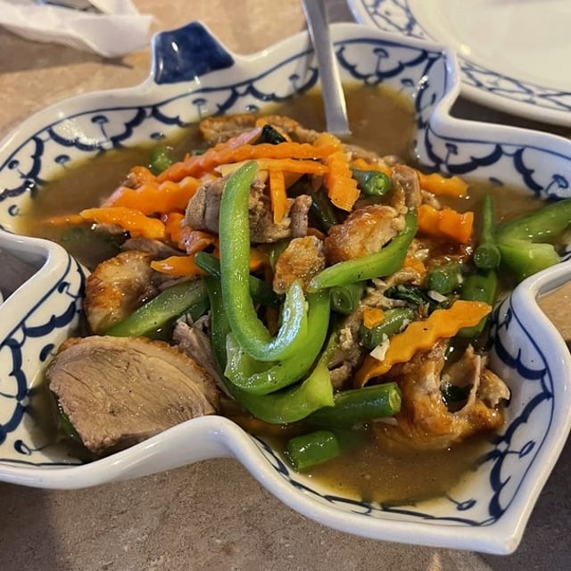 Roasted Duck in Basil Sauce.