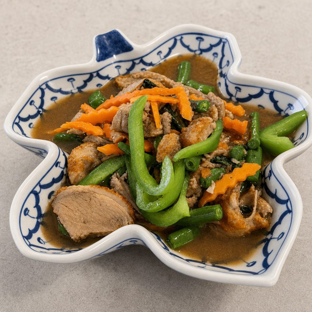 Roasted Duck in Basil Sauce.