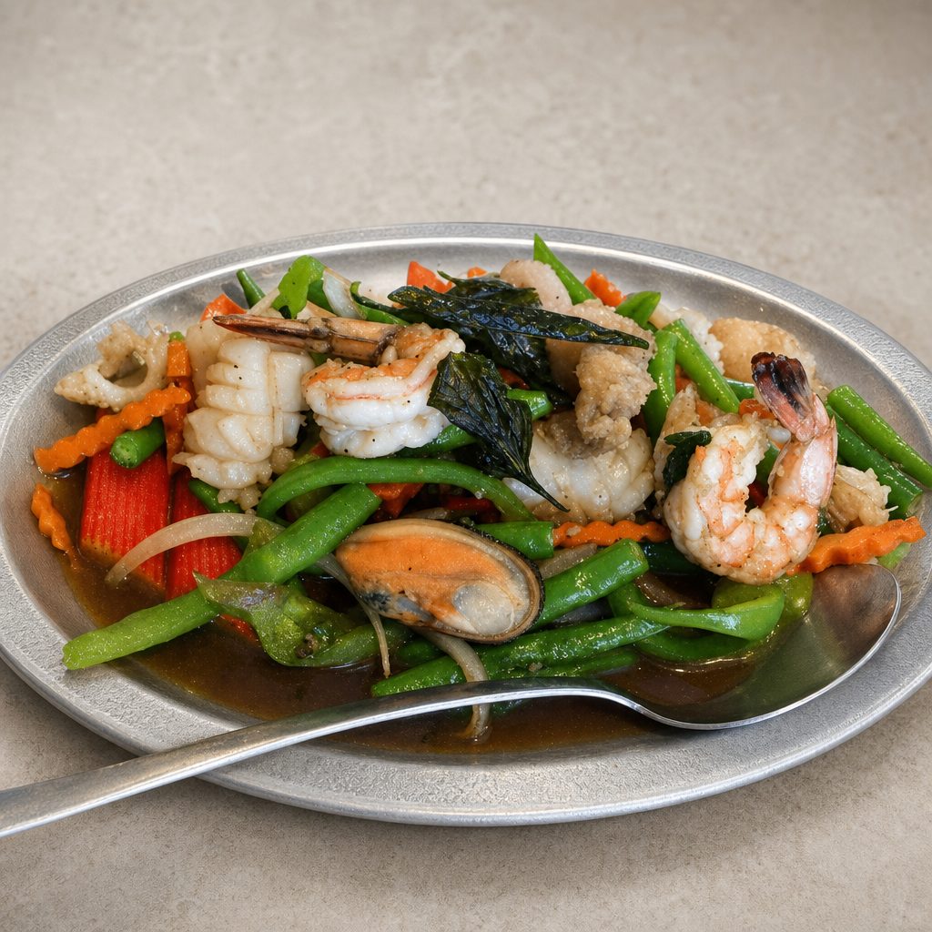 Seafood in Basil Sauce.